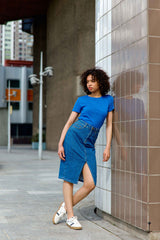 T-shirt col rond bleu - Elva