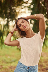 T-shirt col rond rose poudrée - Elva