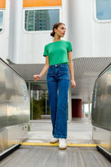 T-shirt col rond vert - Elva