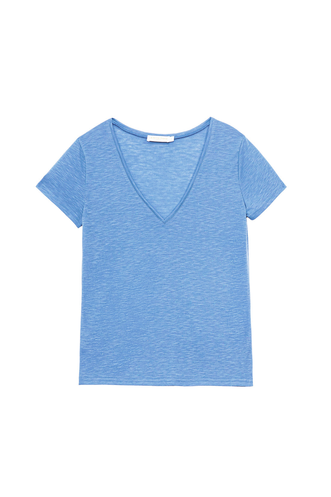 T-shirt col V bleu denim - Elvie