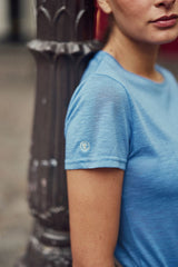 T-shirt col rond bleu denim - Elva