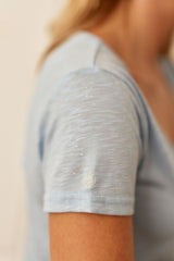 T-shirt col V bleu gris - Elvie