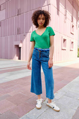 T-shirt col V vert - Elvie