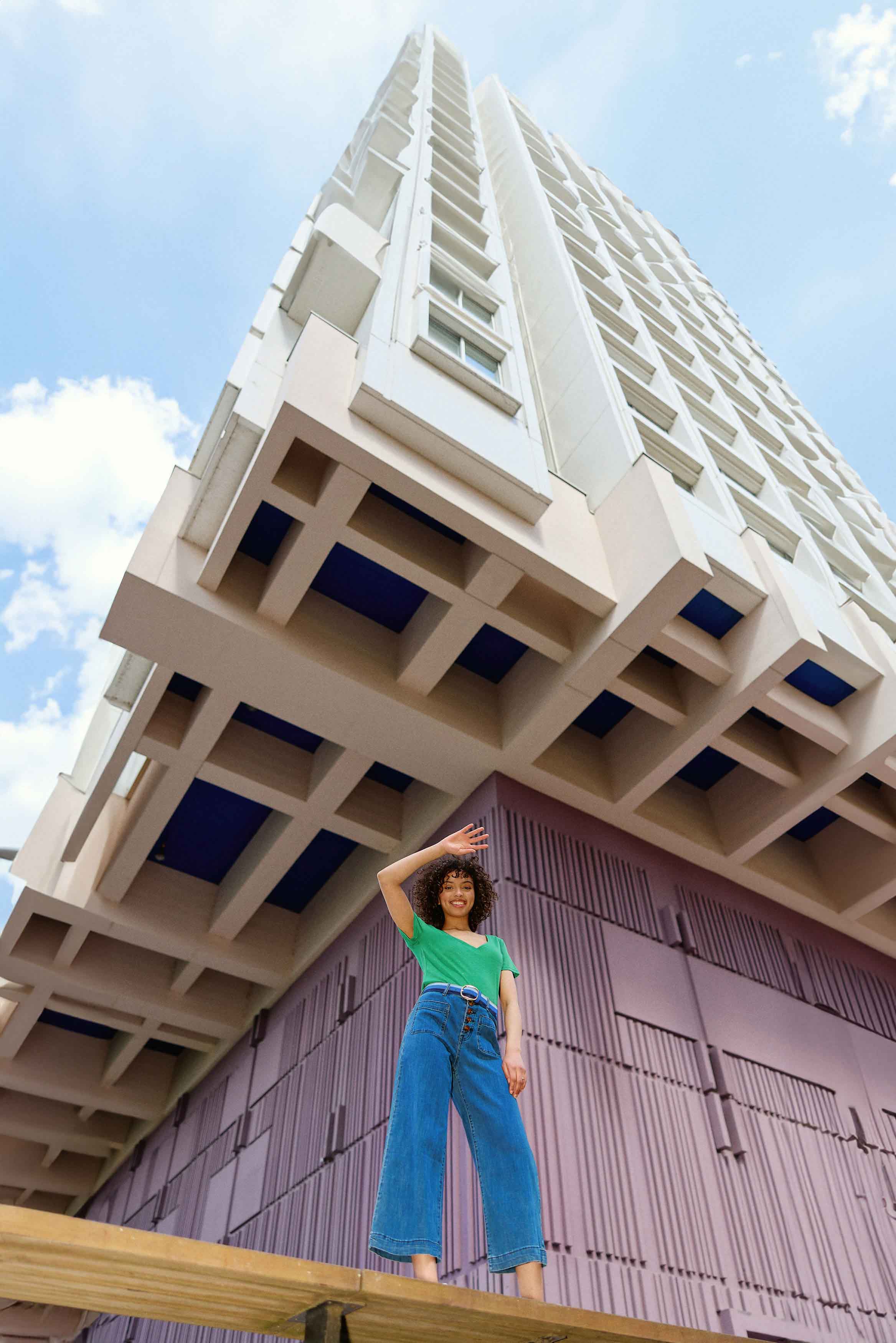 T-shirt col V vert - Elvie