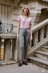 T-shirt col V vieux rose - Elvie