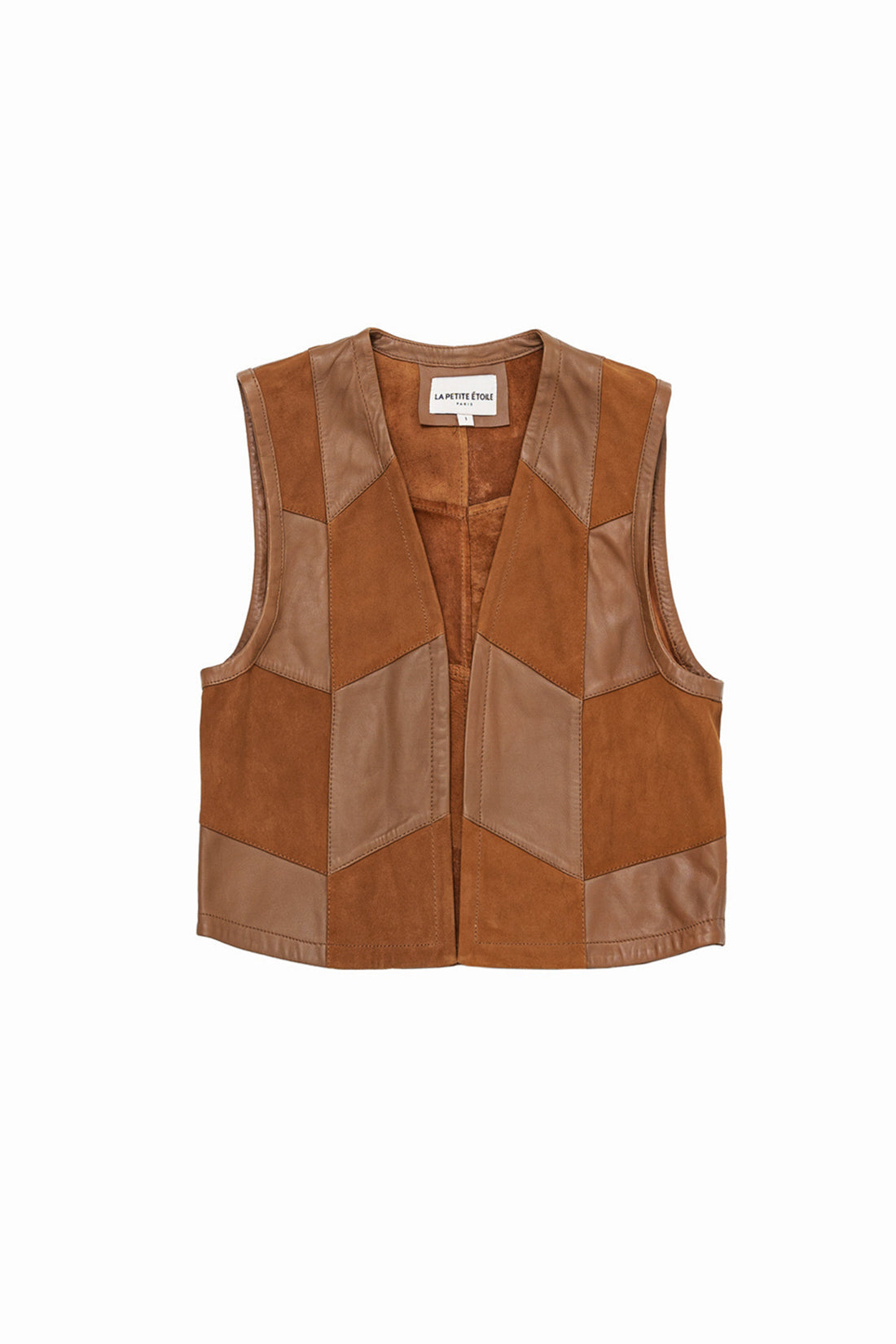 Veste cuir sans manches camel - Fanny