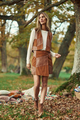 Veste cuir sans manches camel - Fanny