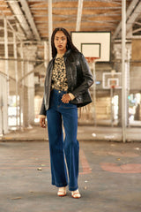 Veste en cuir noire - Fauline