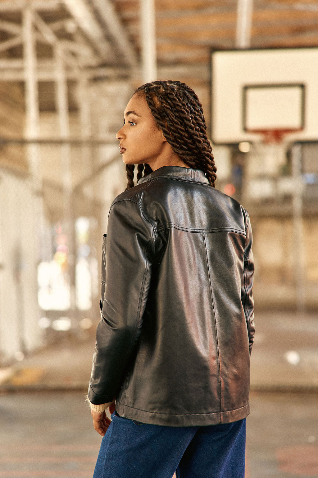 Veste en cuir noire - Fauline