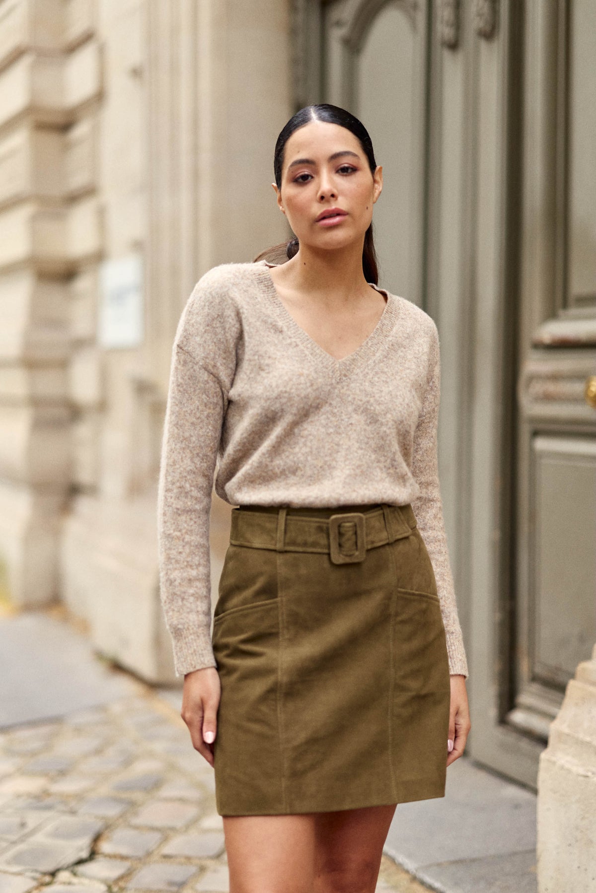 Jupe courte kaki - Faustine