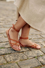 Spartiates cuir camel - Gauthier