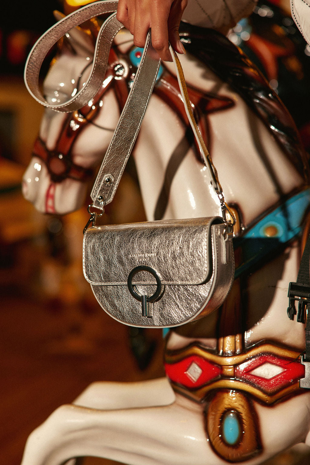 Sac en cuir argenté - Jim