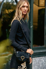 Sac en cuir bimatière noir - Jim