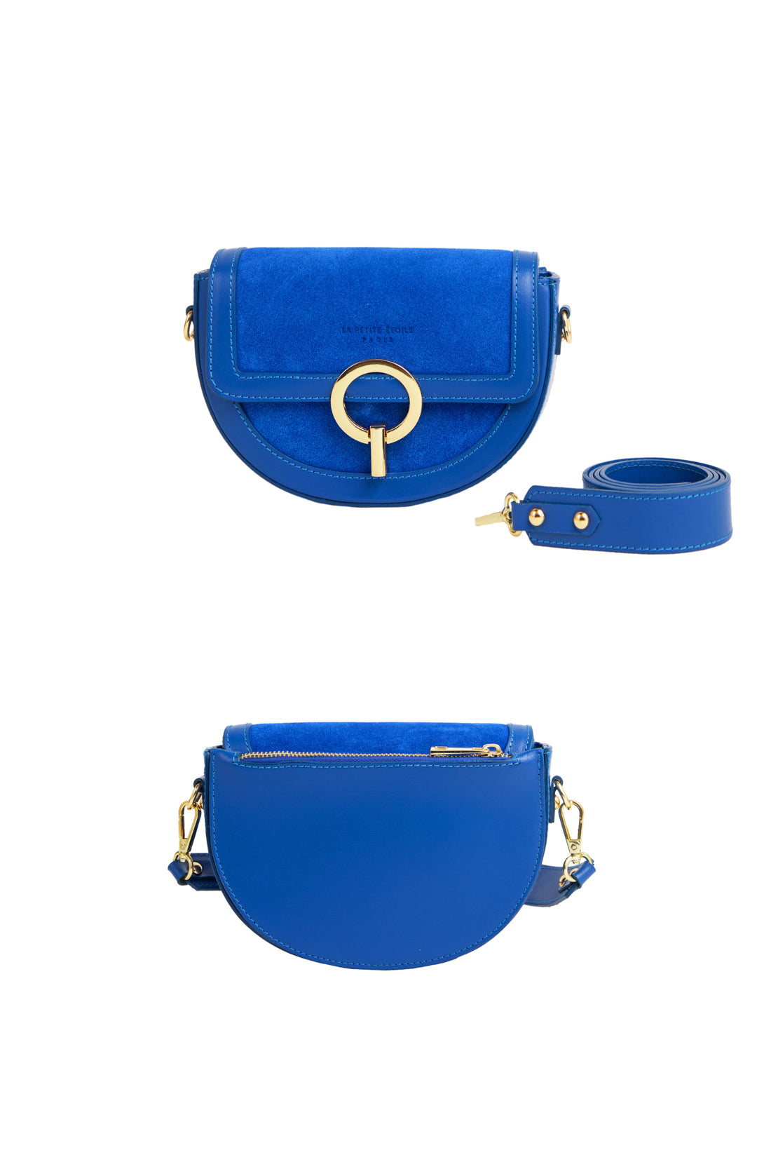 Sac en cuir bimatière bleu - Jim