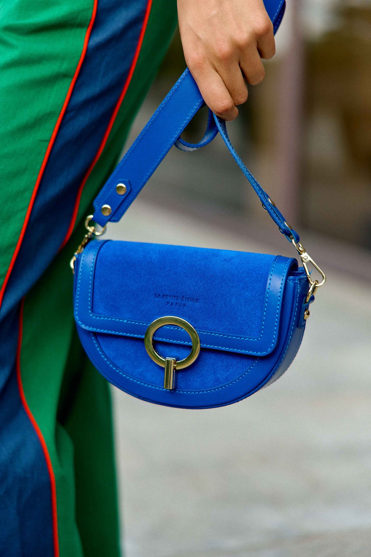 Sac en cuir bimatière bleu - Jim