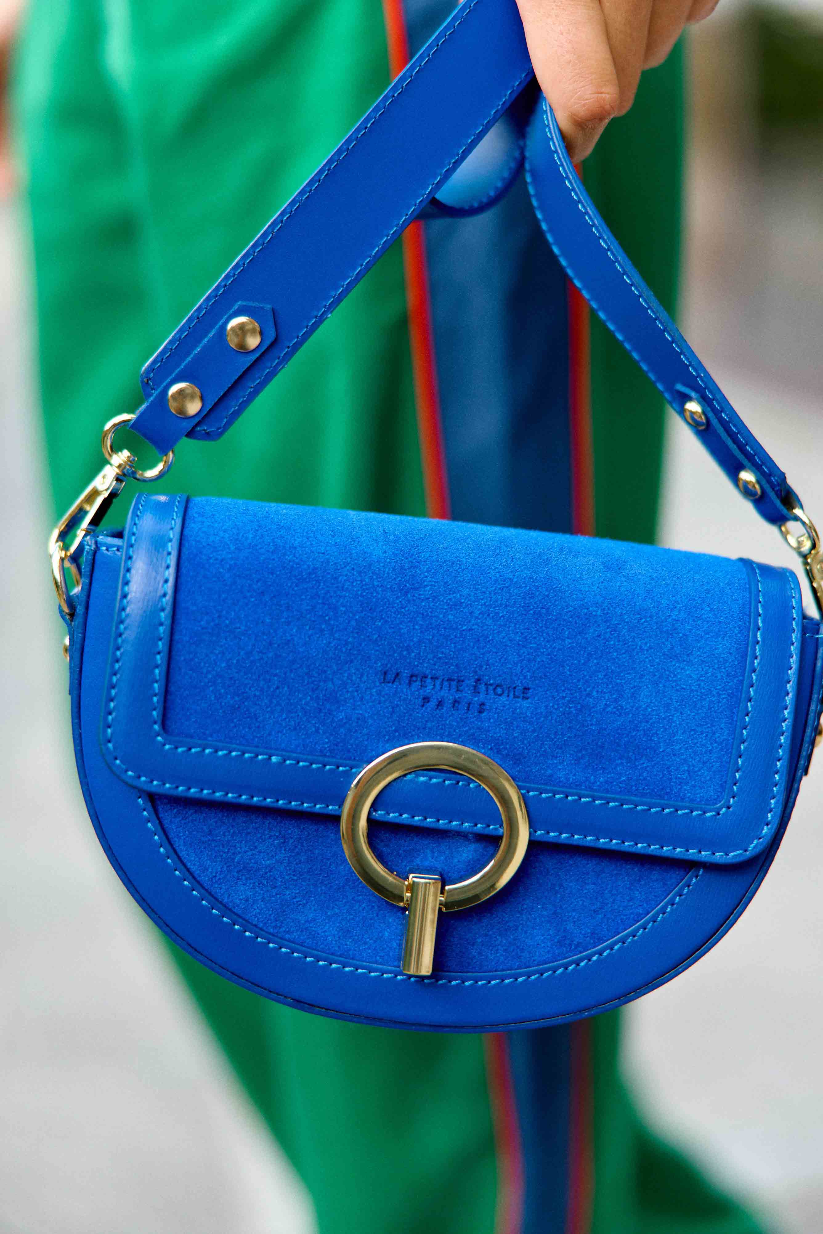 Sac en cuir bimatière bleu - Jim