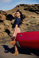 Sac en cuir camel brodé - Jim