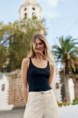 Débardeur en maille fine noire - Juana