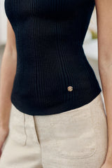 Débardeur en maille fine noire - Juana