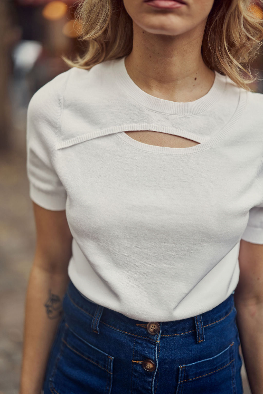 Pull manches courtes blanc - Maiwen