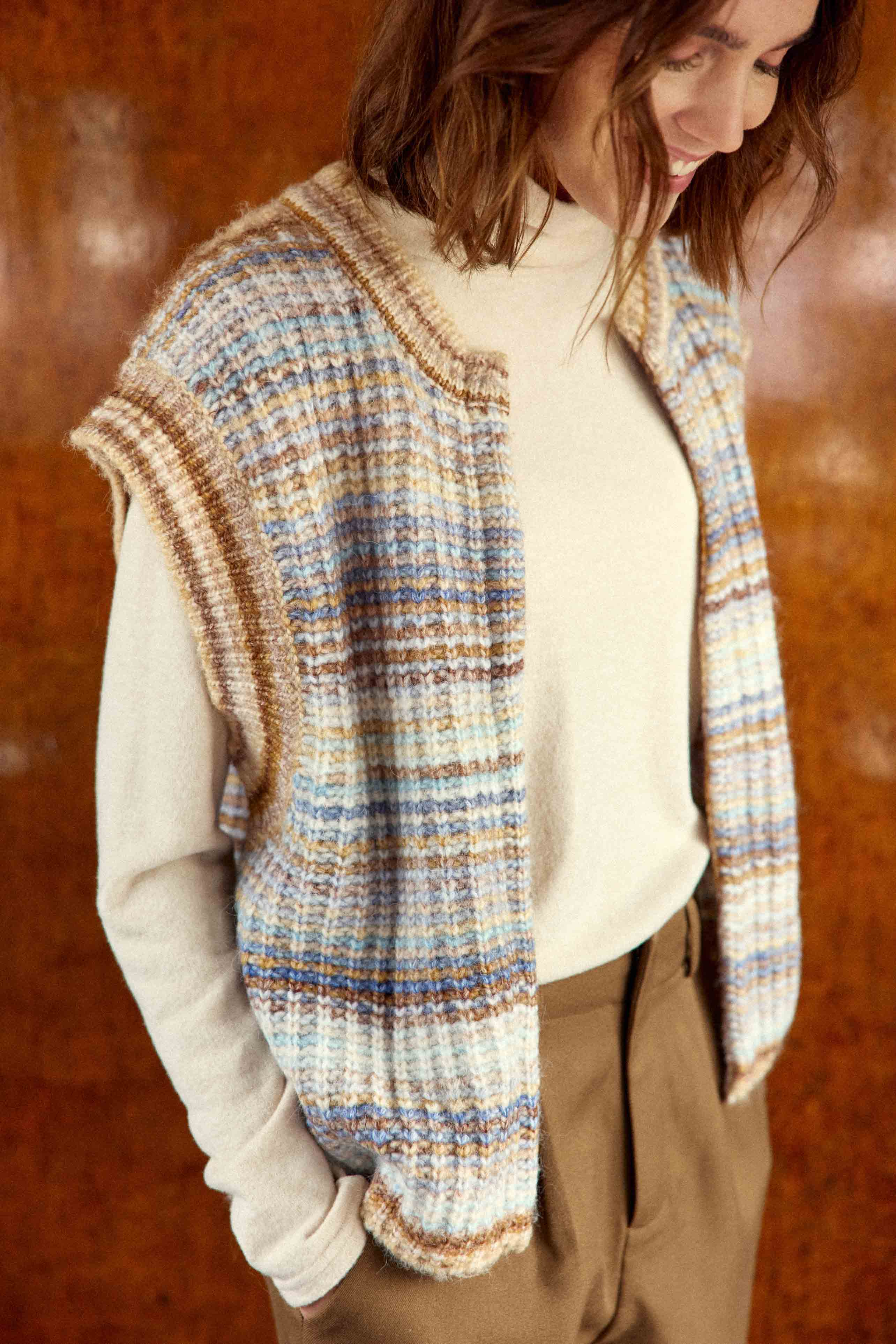 Gilet camel/ciel - Mancy