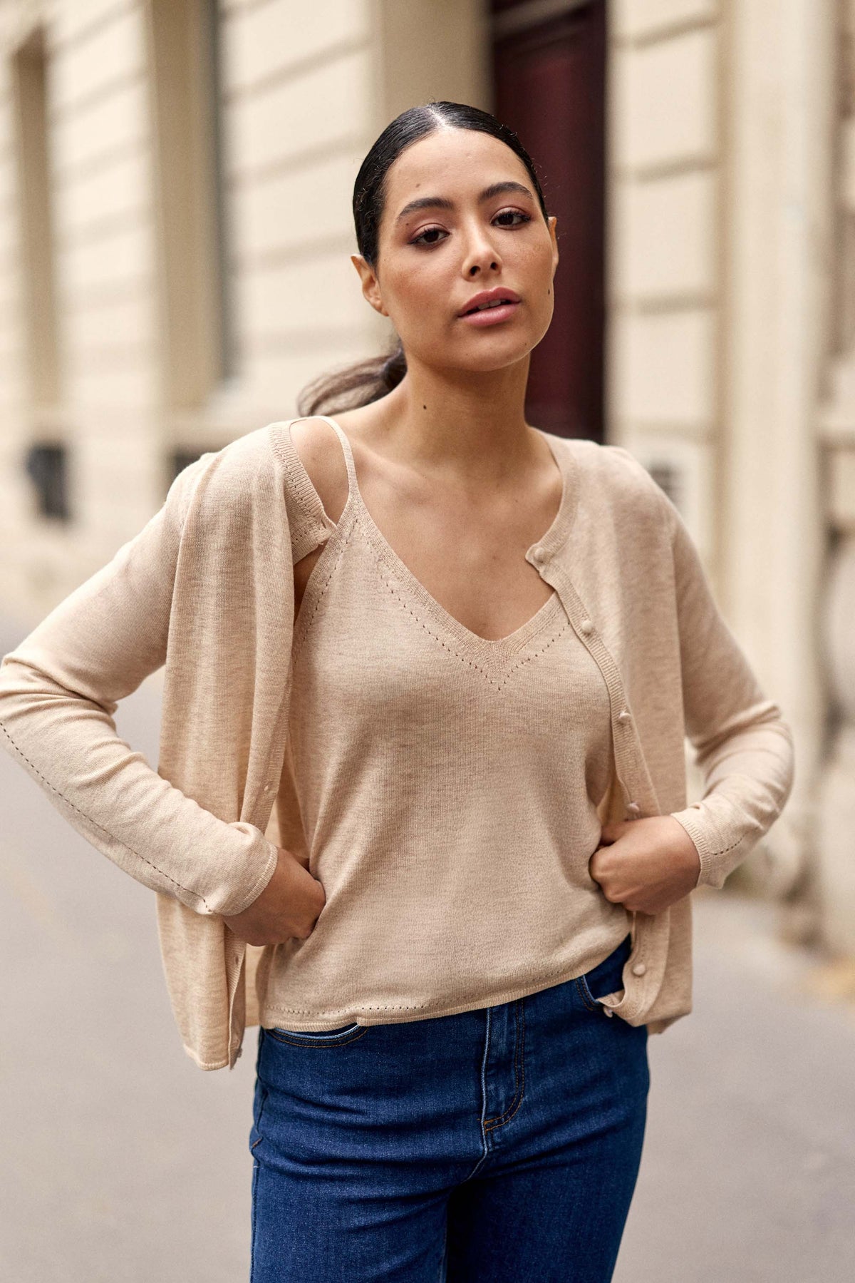 Twin set beige - Mandel