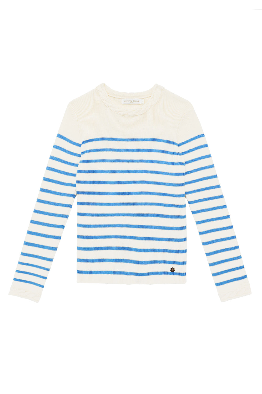 Pull manches longues à rayures écru/ciel - Manel