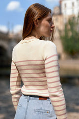 Pull marinière écru/rose - Manel