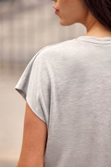 T-shirt col V gris chiné - Marcelina