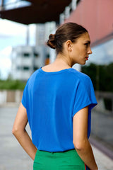 T-shirt col V bleu - Marcellina