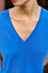 T-shirt col V bleu - Marcellina