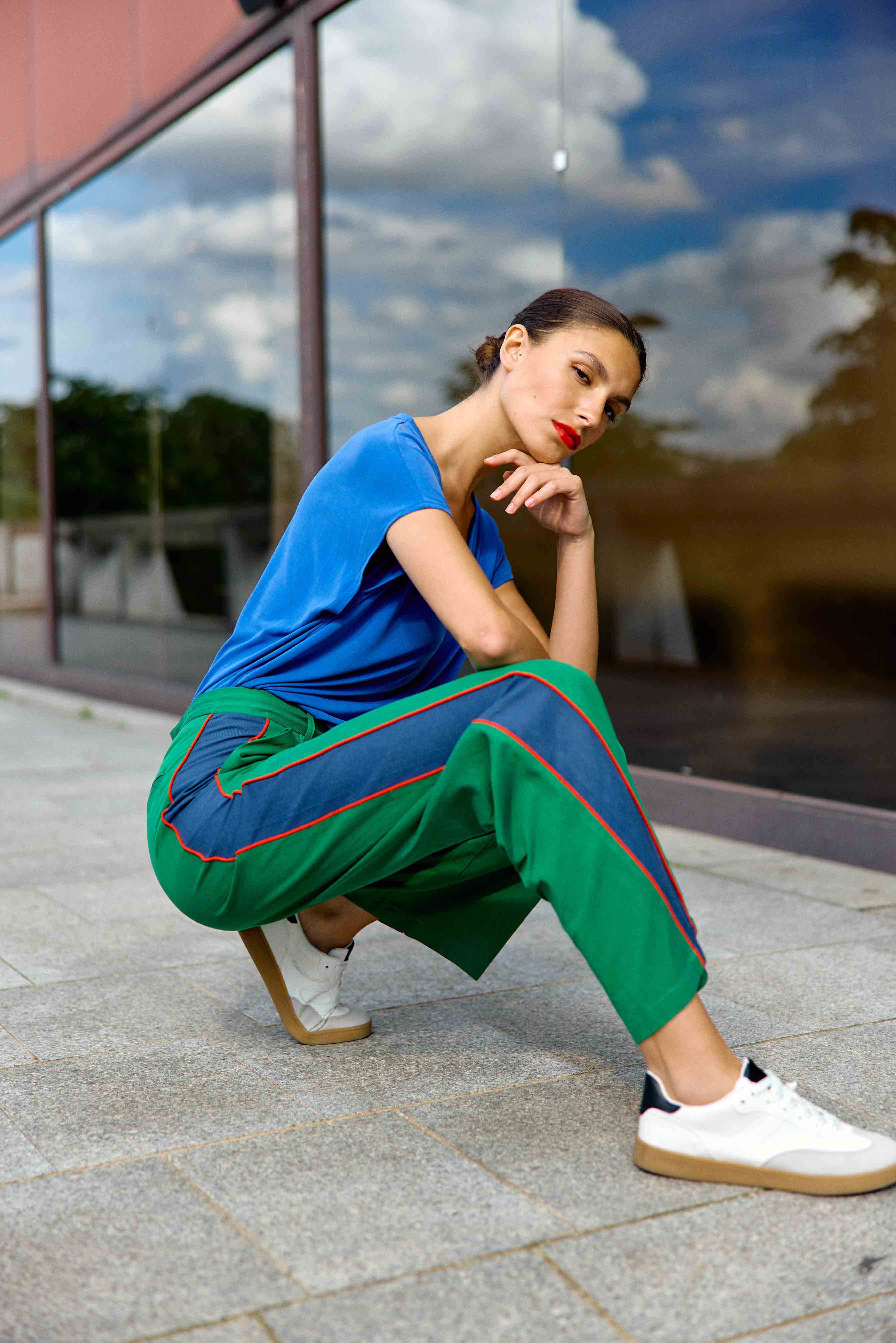 T-shirt col V bleu - Marcellina