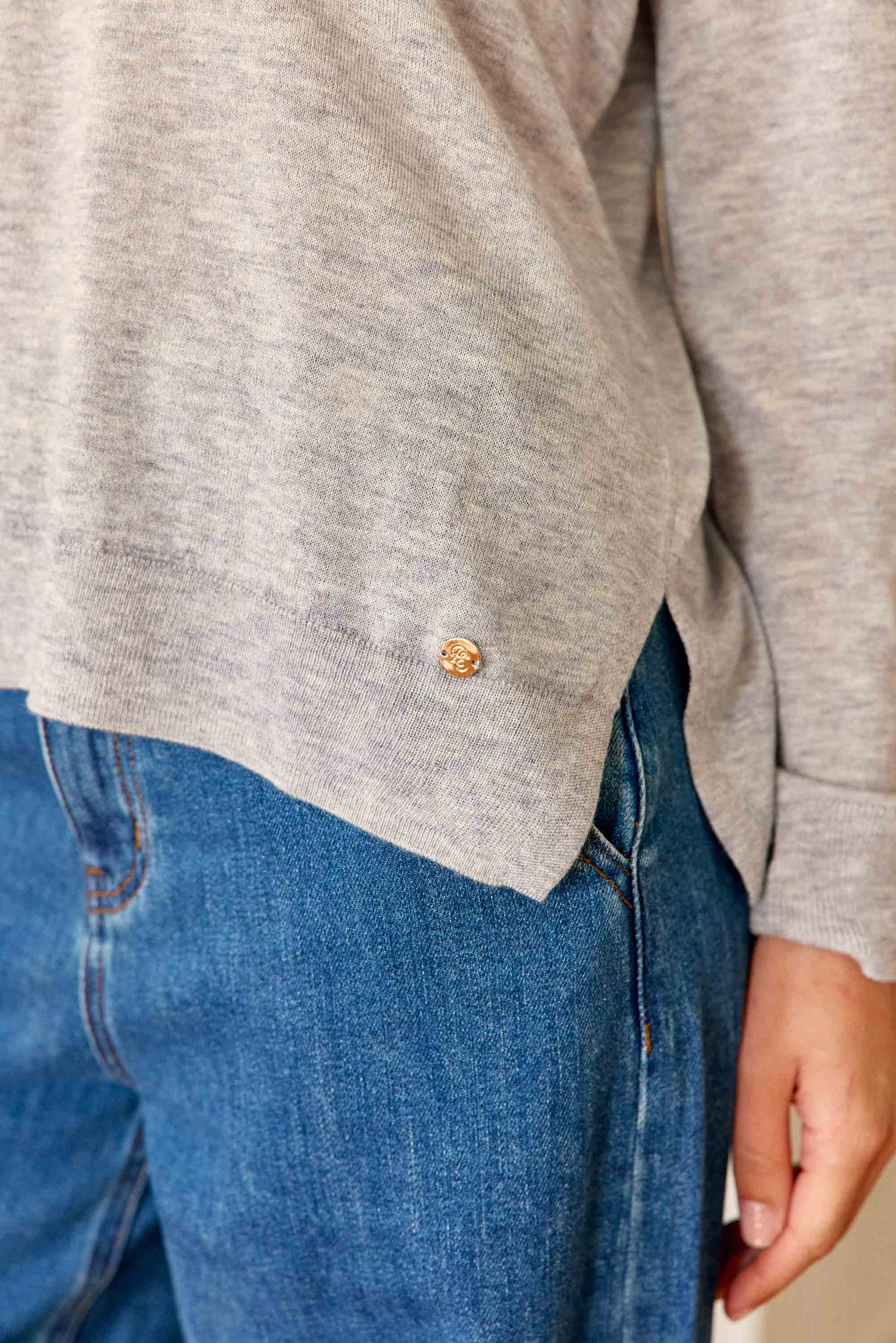 Pull col V gris chiné - Melya