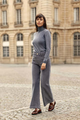 Pull col roulé gris - Miloe