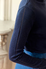 Pull col roulé marine - Miloe