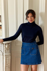 Pull col roulé marine - Miloe