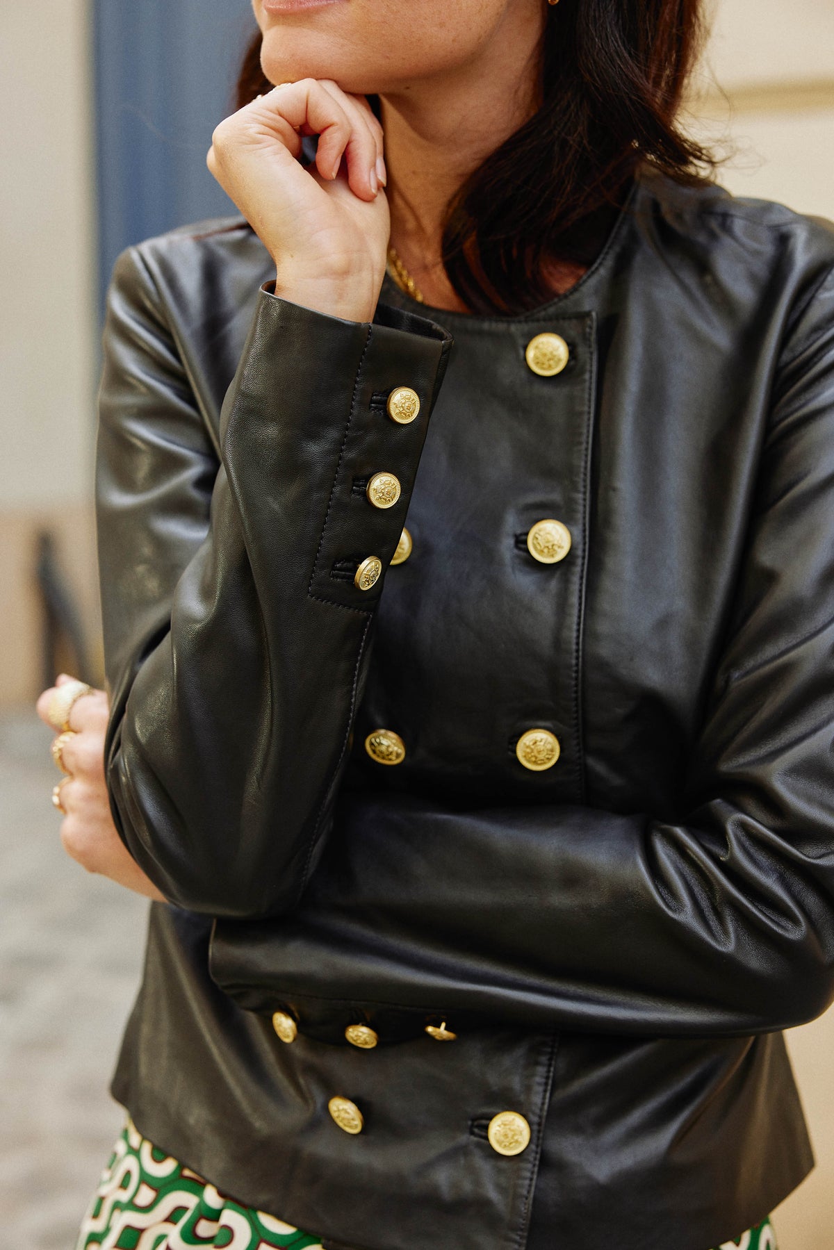 Veste en cuir Proust - Noir