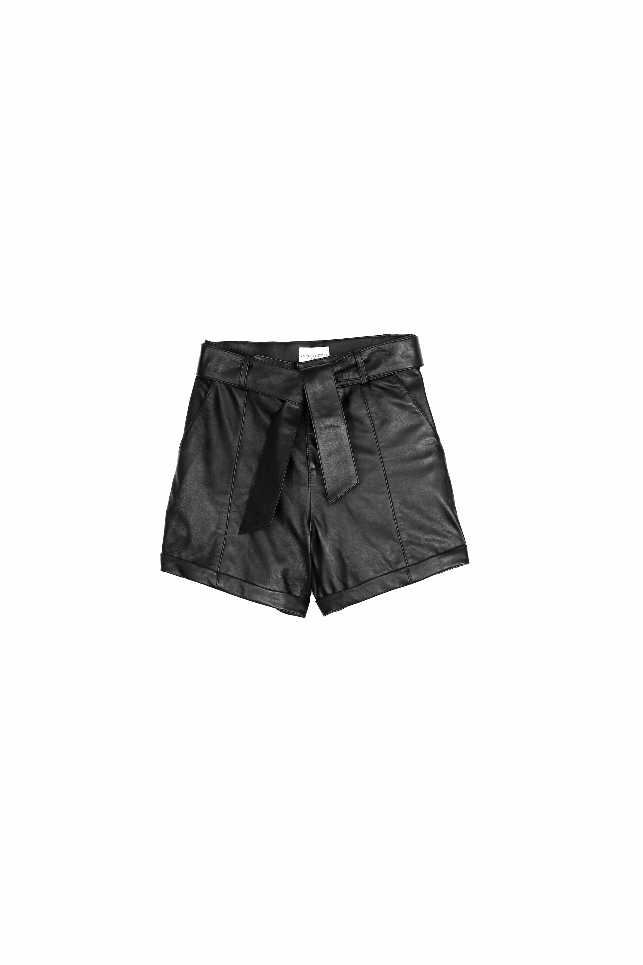 Short Racine en cuir - Noir