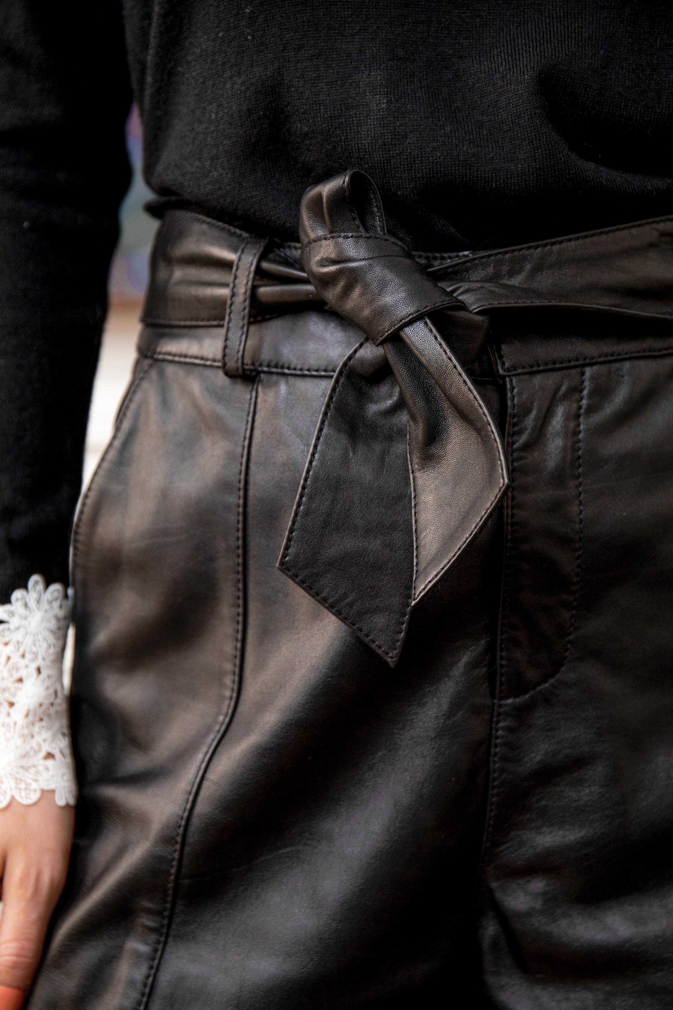 Short Racine en cuir - Noir