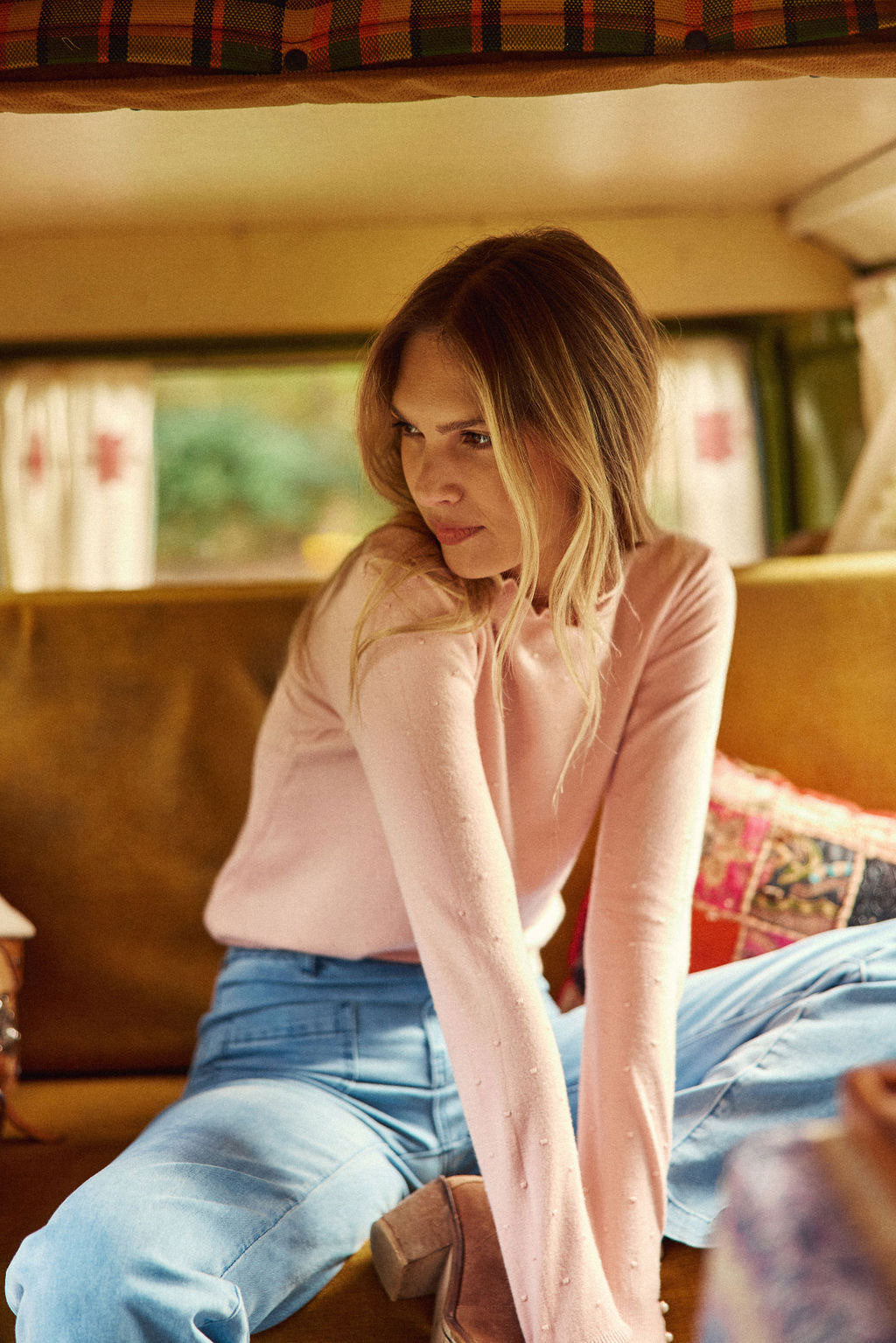 Pull col montant vieux rose - Solferinos