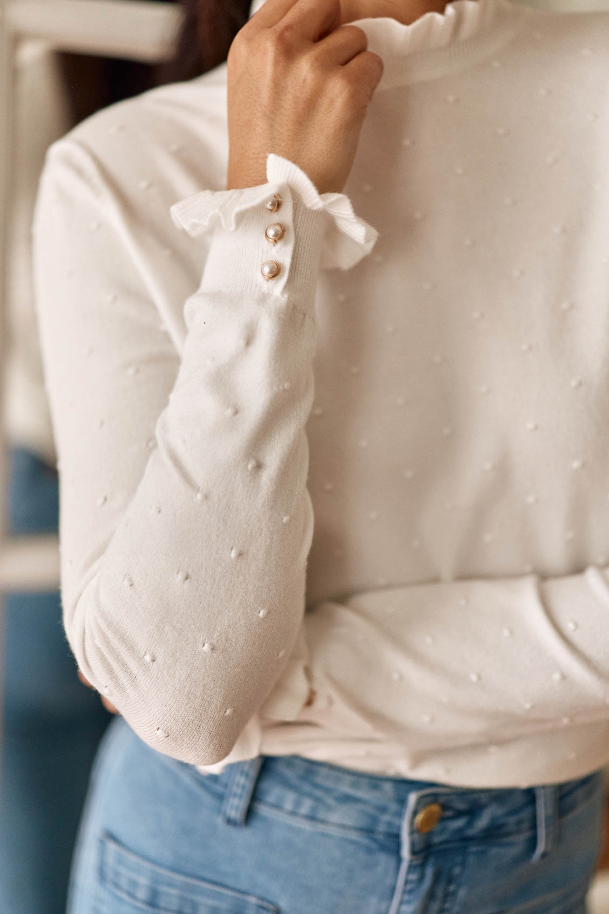 Pull col montant écru - Solferinos