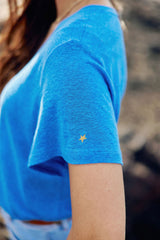 T-shirt col V bleu - Thana