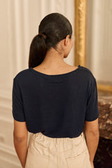 T-shirt col V marine - Thana