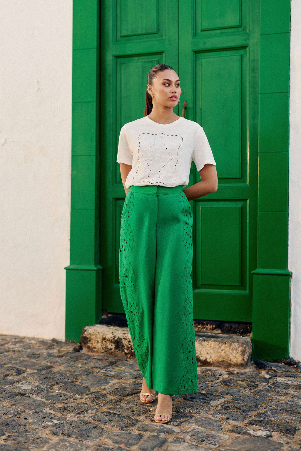 T-shirt brodé écru - Thessa