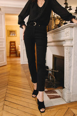 Ceinture en cuir noir - Vivian