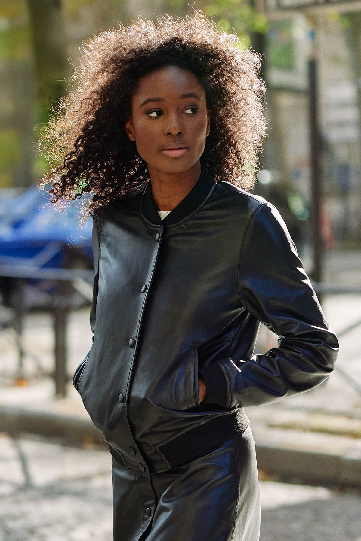 Veste en cuir noir - Volene