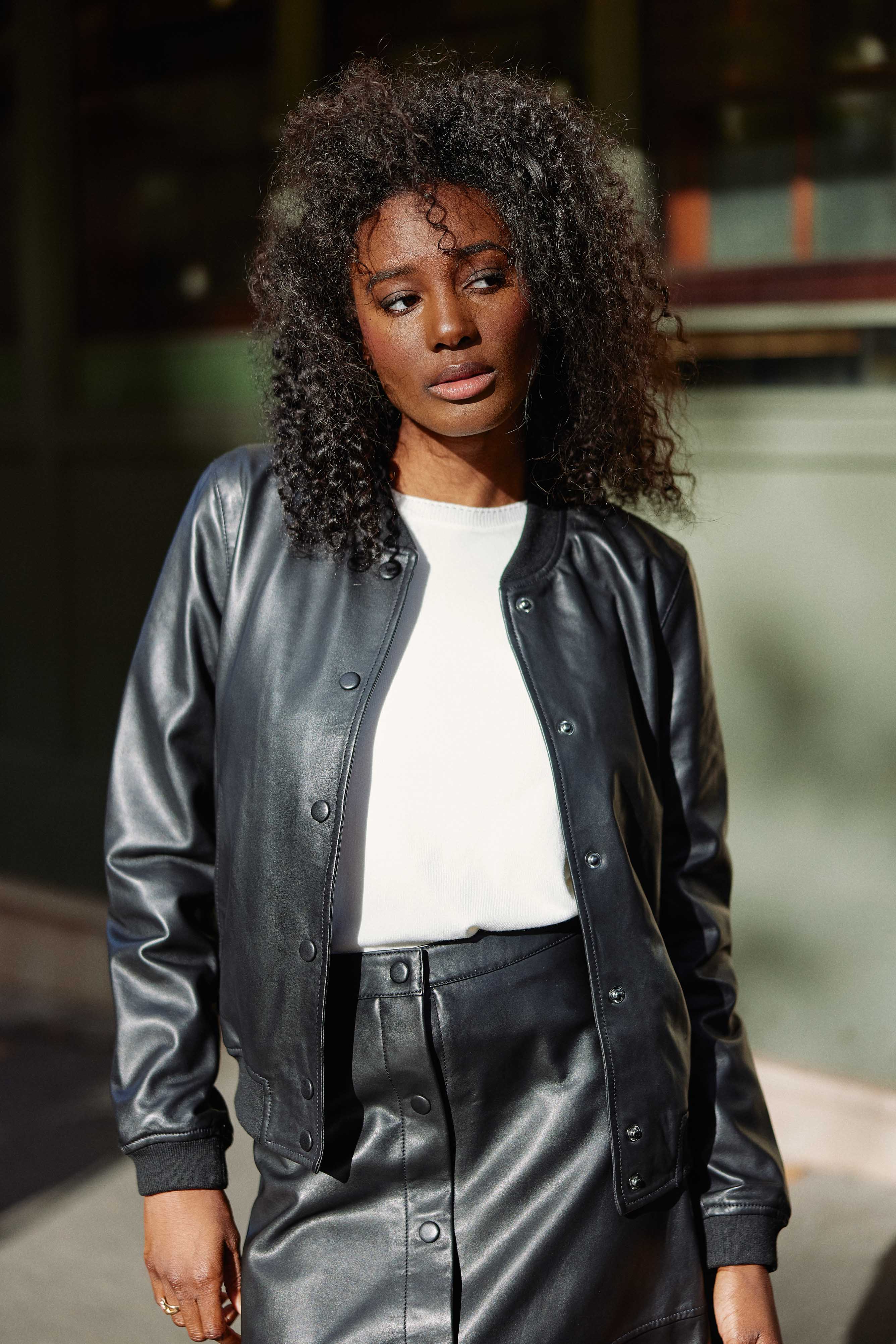 Veste en cuir noir - Volene