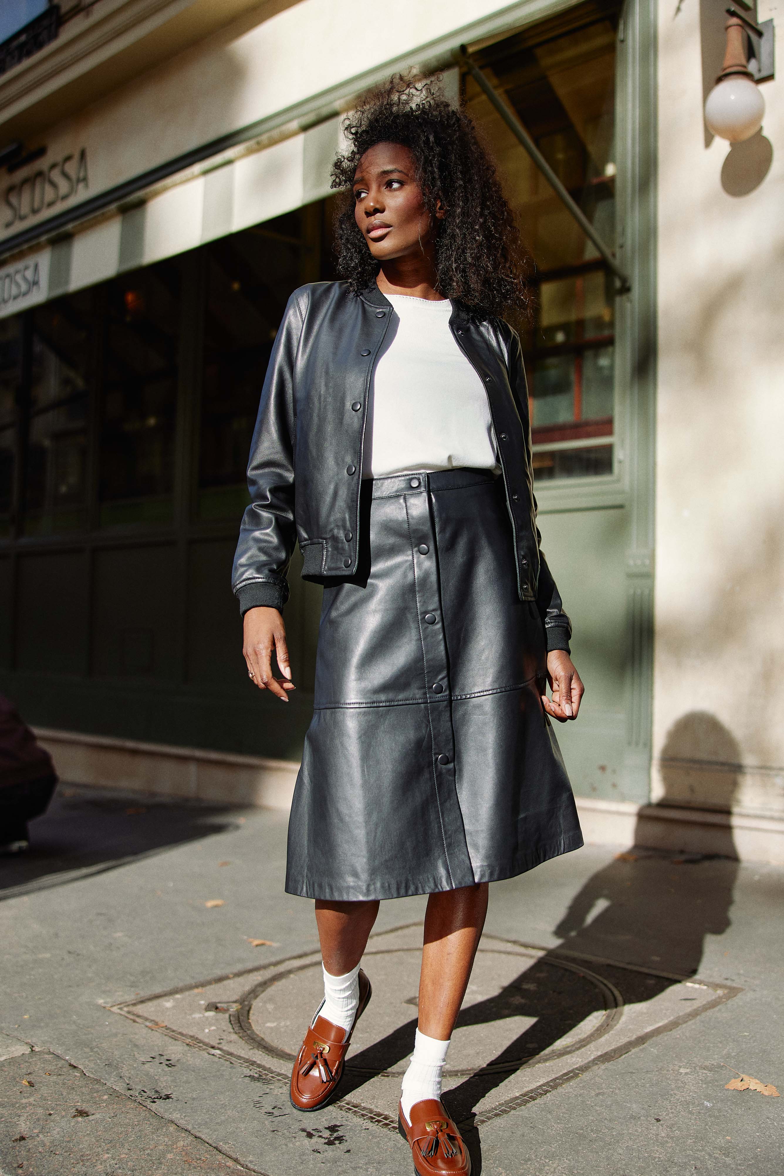 Veste en cuir noir - Volene